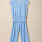 Beau Blue Cap Sleeve Matching Top and Jogger Pants Set