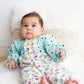 Platinum mint floral print baby girl romper