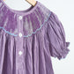 Purple castle hand smocked gingham dress