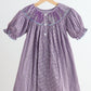 Purple castle hand smocked gingham dress
