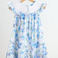 Blue rose hand smocked print dress