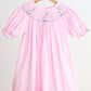Pink alpaca hand smocked gingham dress