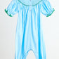Blue fairy hand smocked gingham girl romper