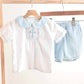 Blue easter cross hand-smocked boy set