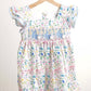 Floral easter bunny hand-smocked dress