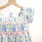 Floral easter bunny hand-smocked dress