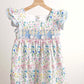 Floral easter bunny hand-smocked dress