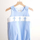 Blue easter cross hand-smokced boy bubble