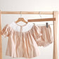 Khaki he is risen hand-smocked girl bloomer set