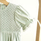 Sage hand-smocked lace girl bubble