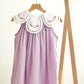 Lavender floral bow embroidery swiss dot girl dress