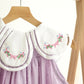 Lavender floral bow embroidery swiss dot girl dress