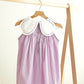 Lavender floral bow embroidery swiss dot girl dress