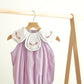 Lavender floral bow embroidery swiss dot girl bubble
