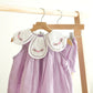 Lavender floral bow embroidery swiss dot girl bloomer set