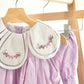 Lavender floral bow embroidery swiss dot girl bloomer set
