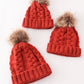 Caramel pompom  cable beanie hat