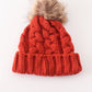 Caramel pompom  cable beanie hat
