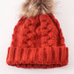 Caramel pompom  cable beanie hat