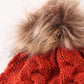Caramel pompom  cable beanie hat