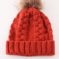 Caramel pompom  cable beanie hat