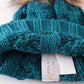 Teal pompom cable beanie hat
