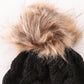 Black pompom cable beanie hat