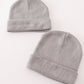 Grey ribbed basic knit beanie hat