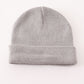 Grey ribbed basic knit beanie hat