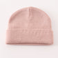 Pink ribbed basic knit beanie hat