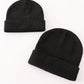 Black ribbed basic knit beanie hat