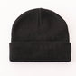 Black ribbed basic knit beanie hat