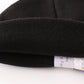 Black ribbed basic knit beanie hat