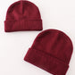Burgundy ribbed basic knit beanie hat