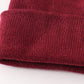 Burgundy ribbed basic knit beanie hat