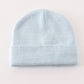 Blue ribbed basic knit beanie hat