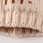 Beige pompom hi cable beanie hat