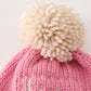 Pink pompom hi cable beanie hat