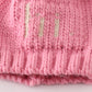 Pink pompom hi cable beanie hat