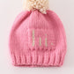 Pink pompom hi cable beanie hat