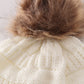 Ivory pompom cable beanie hat
