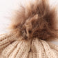 Beige pompom cable beanie hat