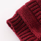 Burgundy pompom cable beanie hat