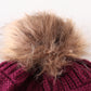 Violet pompom cable beanie hat