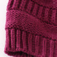 Violet pompom cable beanie hat