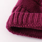 Violet pompom cable beanie hat