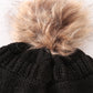Black pompom cable beanie hat