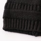 Black pompom cable beanie hat
