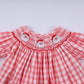 Red christmas santa claus hand smocked plaid bloomer set