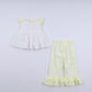 Mustard character hand smocked ruffle pants set
